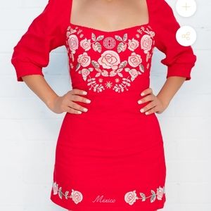 Mexico cariñosa embroidered dress